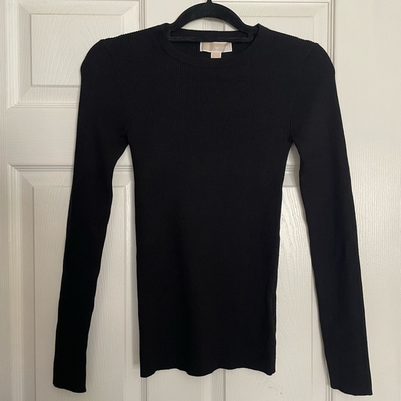 Michael Kors Tops - Michael Kors Ribbed fitted Black Long Sleeve Top NWT XS